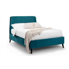 Premium - Teal Velvet Curved Bed Frame - Double 4ft 6" (135cm)