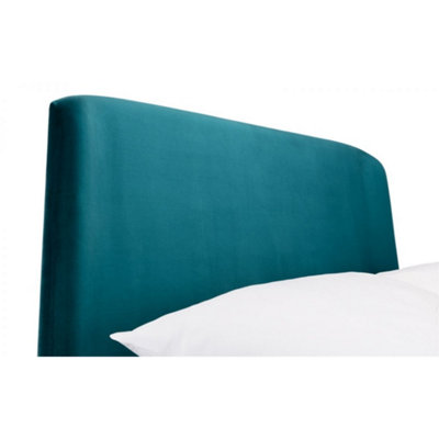Premium - Teal Velvet Curved Bed Frame - Double 4ft 6" (135cm)