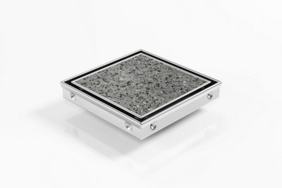 Premium Tile Insert Square Floor Drain, 130mm x 130mm x 23mm deep, 73mm Outlet, Suits Tiles up to 12mm, 316 Marine Grade SS