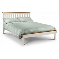 Premium Timeless Two Tone Stone White and Oak Bed Frame - Double 4ft 6" (135cm)