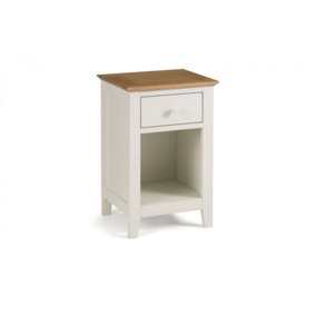 Premium Timeless Two Tone Stone White and Oak Bedside Drawer - 1 Drawer