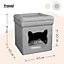 Premium Total Comfort Cat House Indoor Foldable Grey Teddy Boucle Cat Cave Bed with 2 Cosy Cushions by Froppi L40 W40 H44 cm