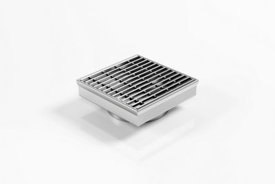 Premium Tracked Grate Square Floor Drain, 103mm x 103mm x 22mm, 45mm Outlet, 316 Marine Grade Stainless Steel