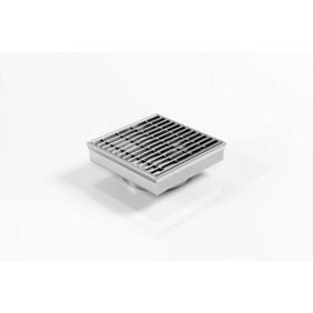 Premium Tracked Grate Square Floor Drain, 103mm x 103mm x 22mm, 45mm Outlet, 316 Marine Grade Stainless Steel