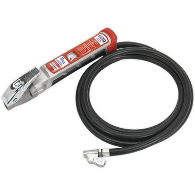 Premium Tyre Inflator - Twin Push-On Connector - 2.5m Long Reach Hose & Gauge