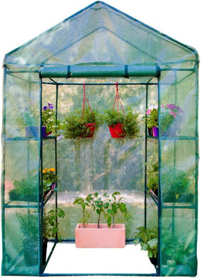 Premium Walk In Greenhouse With Shelves Portable Outdoor Small Reinforced Tubular 4 Shelf Plants Flower Seedling Growhouse - 3