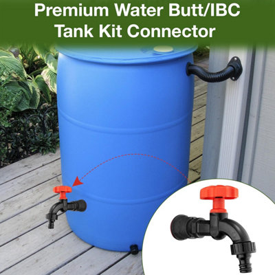 Premium Water Butts Kit  3/4" bsp black tap with click lock hose connector + Hozelock suited tap  connector + PTFE Tape Roll - 3