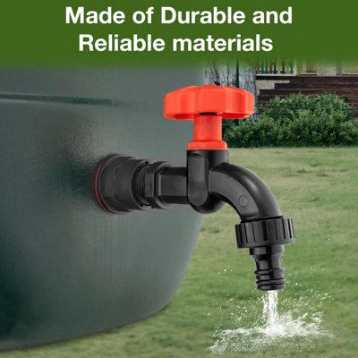 Premium Water Butts Kit  3/4" bsp black tap with click lock hose connector + Hozelock suited tap  connector + PTFE Tape Roll - 4