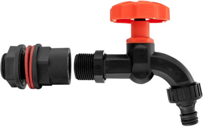 Premium Water Butts Kit  3/4" bsp black tap with click lock hose connector + Hozelock suited tap  connector + PTFE Tape Roll - 6
