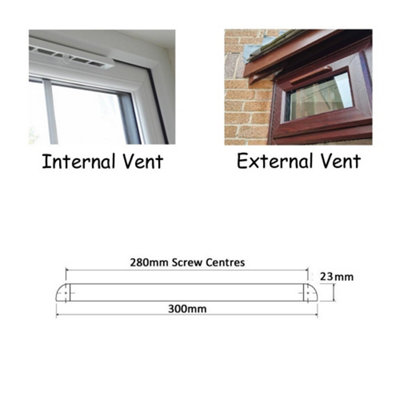 Premium Window Trickle Vent - (W) 300mm - Brown External/White Internal