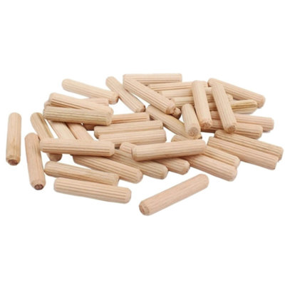 Premium Wooden Dowels 6mm x 30mm (Pack of 100) Wood Plugs, Dowling, Tapered Pins, Fluted, Versatile