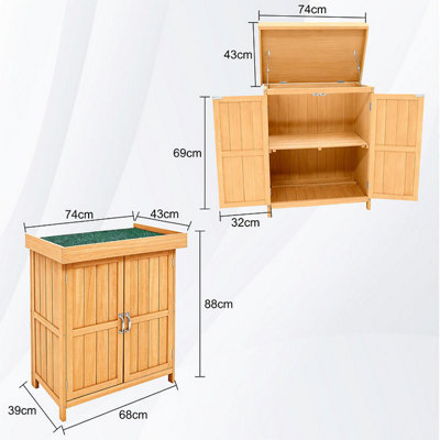 Premium Wooden Garden Potting Shed Storage Cabinet with Lift-Up Roof ...