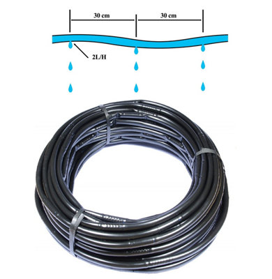 Pressure-Compensating Drip Line Tube 16 mm with Built-In Drippers, 33 ...