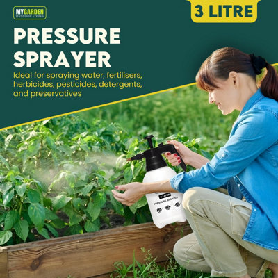 Pressure Sprayer With Adjustable Nozzle Safety Lock 3L Garden Hand ...