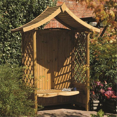 Pressure Treated Arbour + Open Lattice Sides & Solid Seat (1.7m x 0.9m x 2.3m)