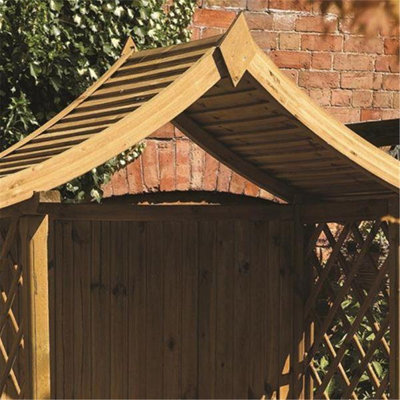 Pressure Treated Arbour + Open Lattice Sides & Solid Seat (1.7m x 0.9m x 2.3m) - 3
