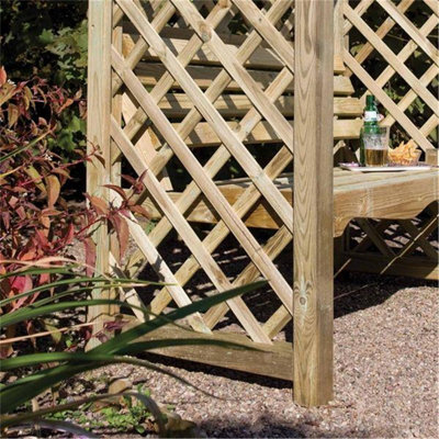 Pressure Treated Arbour + Open Slatted Roof (1.3m x 0.8m x 1.9m) - 4