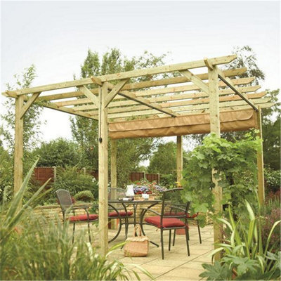 Pressure Treated Retractable Canopy (3.9m x 3.6m x 2.5m) - 3