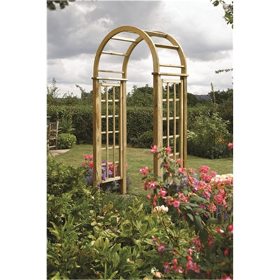 Pressure Treated Round-Top Arch + Open Trellis Sides (1.2m x 0.6m x 2.5m)