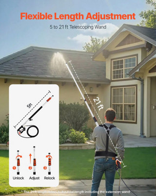 Pressure Washer Telescoping Wand, 24 ft, 4000 psi, Telescopic Spray ...