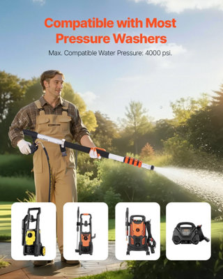 Pressure Washer Telescoping Wand, 24 ft, 4000 psi, Telescopic Spray ...