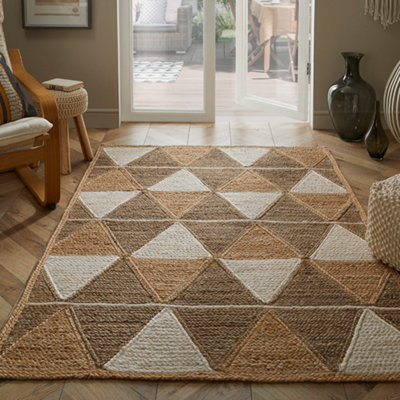 Prestbury 120x170cm Natural Geo Handbraided Rug | DIY At B&Q