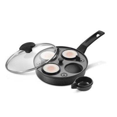 Prestige 9 x Tougher Black Round Aluminium Induction Suitable Dishwasher Safe Egg Poacher Frying Pan 20cm