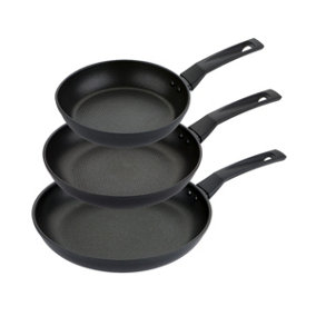 Prestige 9 X Tougher Black Round Aluminium Induction Suitable Dishwasher Safe Non-Stick Frying Pan Set Triple Pack