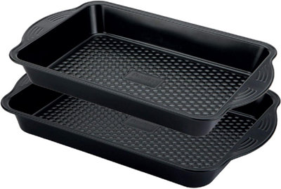 Prestige Aerolift Non Stick Baking Roasting Tray Carbon Steel Bakeware Twin Pack