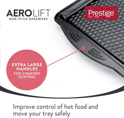 Prestige Aerolift Non Stick Baking Roasting Tray Carbon Steel Bakeware Twin Pack