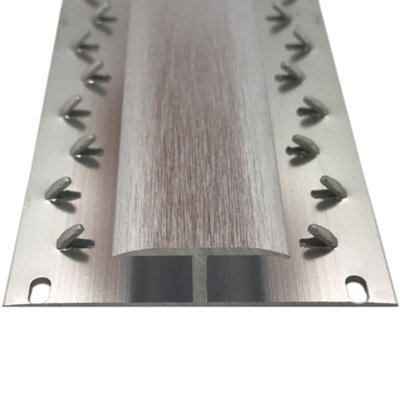 Prestige Dual Edge Trim Brushed Silver 3ft / 0.9metres Carpet To Carpet Threshold Bar Strip