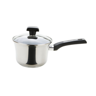 Prestige Dura Silver Round Stainless Steel Dishwasher Safe Non-Stick Saucepan 18cm, 2.4L