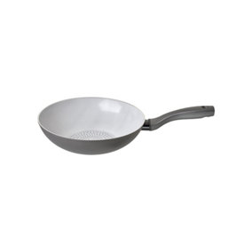 Prestige Earth Pan Grey Round Aluminium Induction Suitable Dishwasher Safe Stir-Fry Wok Pan 28cm