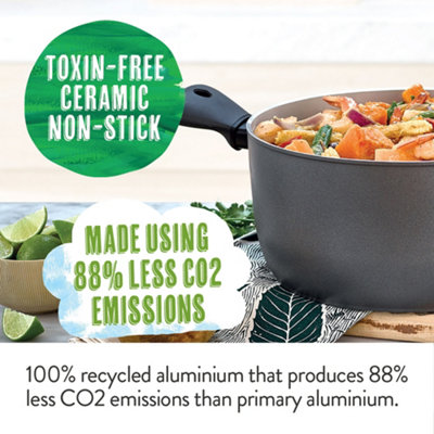 View of Prestige Earth Pan Grey Round Aluminium Induction Suitable Eco-Friendly ...