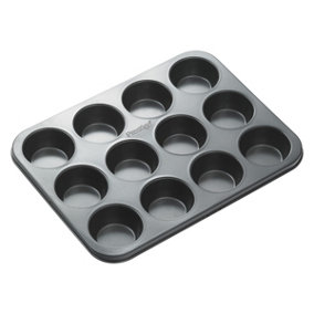Prestige Easy Release Grey Rectangular Steel Durable Non-Stick 12 Cup Muffin Baking Tin