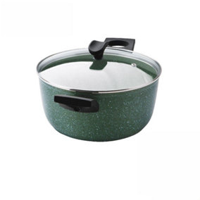 Prestige Eco Green Round Aluminium Induction Suitable Plant Based Non-Stick Stockpot with Glass Lid 24cm