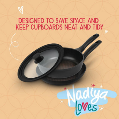 Prestige Nadiya Black Round Aluminium Non-Stick Frying Pan Set with ...