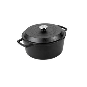 Prestige Nadiya Black Round Cast Iron Dishwasher Safe Induction Suitable Casserole Dish with Lid 4.5L