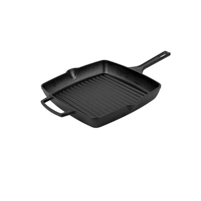 Prestige Nadiya Black Square Cast Iron Dishwasher Safe Induction Suitable Grill Pan with Pouring