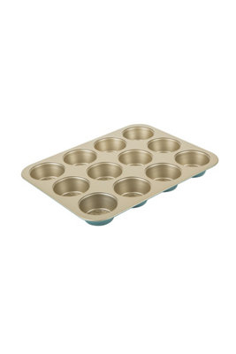 Prestige Nadiya Teal Rectangle Carbon Steel Dishwasher Safe Non-Stick 12 Cup Muffin Tin