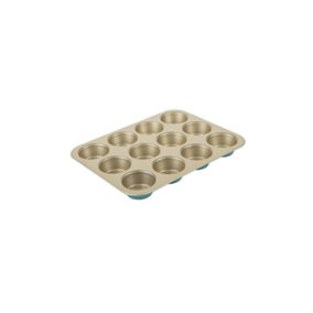 Prestige Nadiya Teal Rectangle Carbon Steel Dishwasher Safe Non-Stick 12 Cup Muffin Tin
