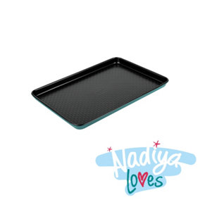 Prestige Nadiya Teal Rectangle Carbon Steel Dishwasher Safe Non-Stick Oven Tray Medium Size 9 x 13"