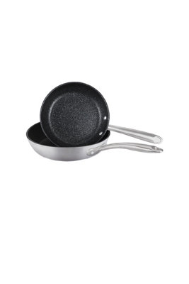 Prestige Scratch Guard Silver Round Stainless Steel Induction Suitable Non-Stick Frying Pan Twin Pack