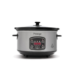 Prestige Silver Stainless Steel Programmable Digital Slow Cooker with Timer Small 5.5L
