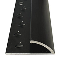 Prestige Single Edge Trim Brushed Black Long 9ft / 2.7metres Long Carpet To Vinyl Luxury Threshold Bar Strip