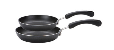 Prestige Super Tough Easy Clean Black Round Aluminium Non-Induction Frying Pan 20 & 24cm Twin Pack