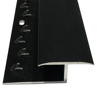 Prestige Z Edge Trim Brushed Black Long 9ft / 2.7metres Strip Carpet To Laminate / Wood / LVT Flooring Luxury Threshold Bar