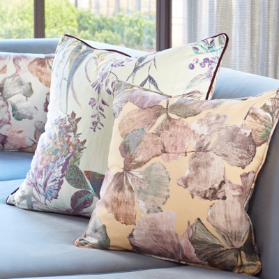 Prestigious Hanalei Tropical Leaf Printed Pipe Trimmed Polyester Filled Cushion