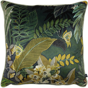 Prestigious Textiles Hidden Paradise Floral Cushion Cover Emerald Green (55cm x 55cm)
