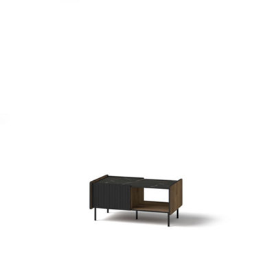 Prestigo Coffee Table - Sleek and Modern in Oak Walnut & Black Matt, H470mm W990mm D580mm